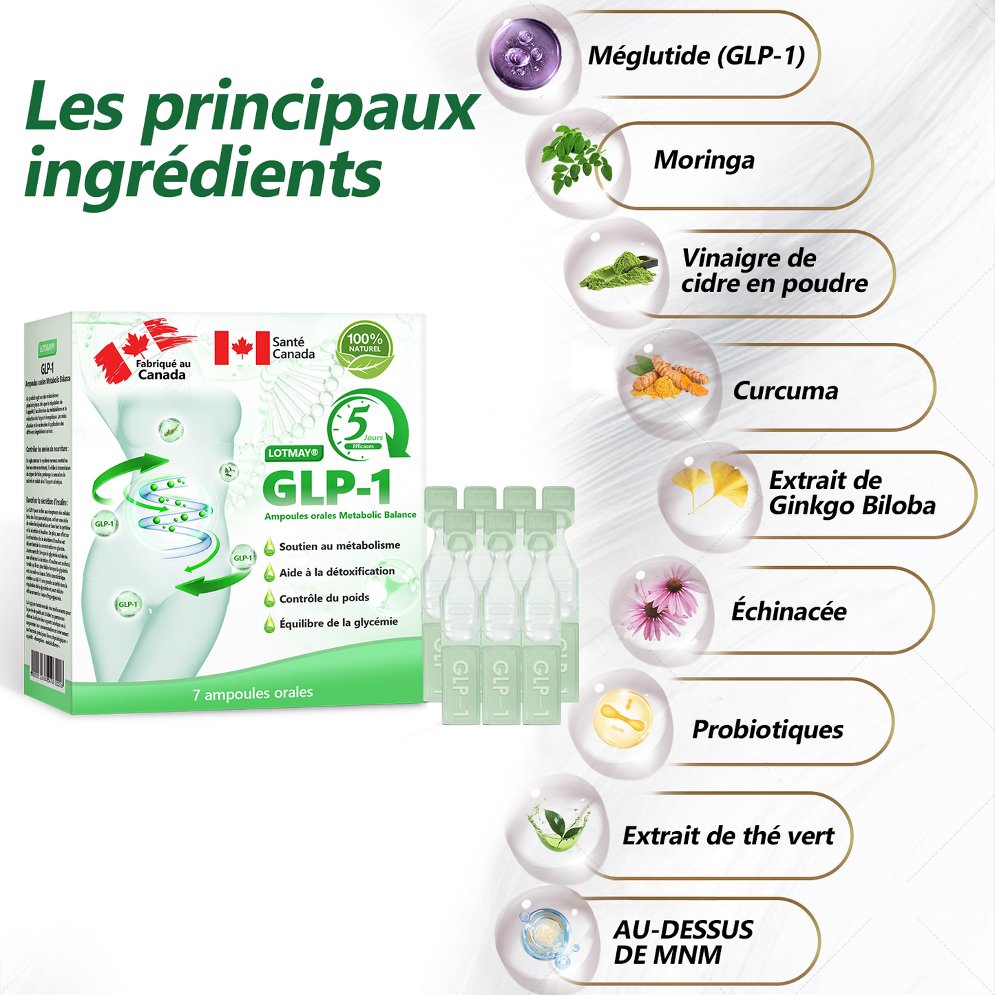 Docteur CA recommandé 👩⚕️|👑 𝖫OTMAY® GLP-1 Multiaction Ampoules Orales(Juste une fois par jour, des changements visibles en 7 jours) Pour l'obésité, la santé cardiovasculaire, le diabète, l'apnée du sommeil, la santé intestinale